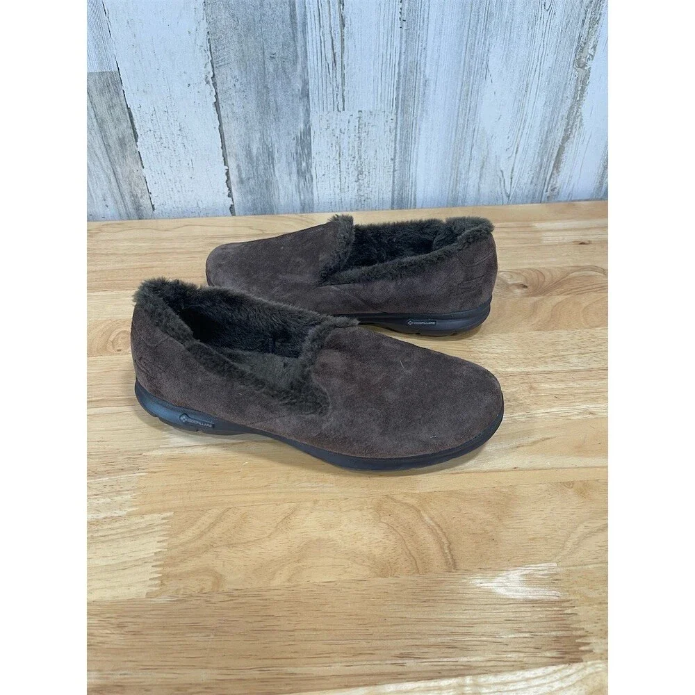 Skechers GO STEP Velvety Womens Slip-On Shoes Chocolate Brown Size 10 Cozy
